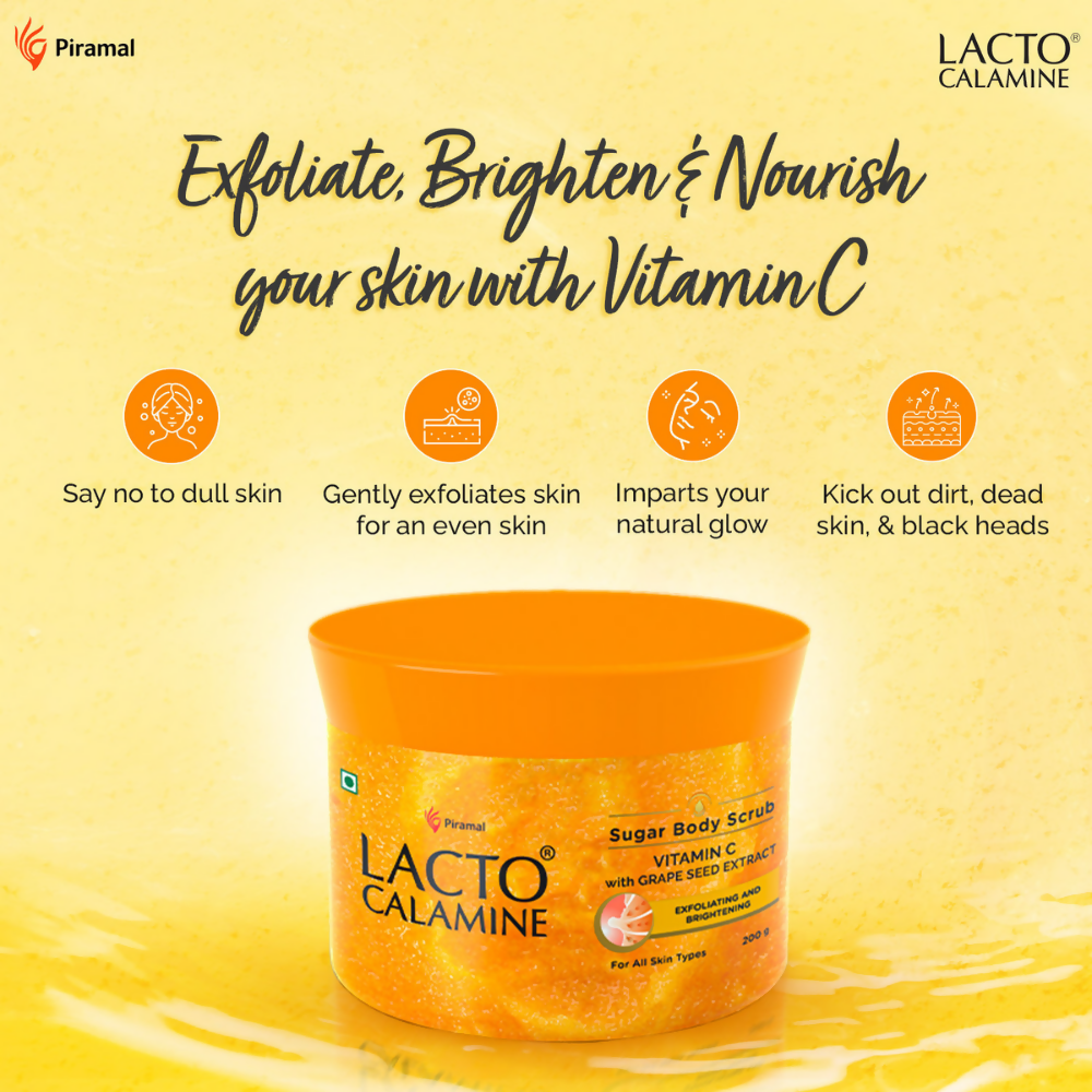 Lacto Calamine Vitamin C Sugar Body Scrub, Mild Exfoliation+Glowing Skin Scrub | Grocsy