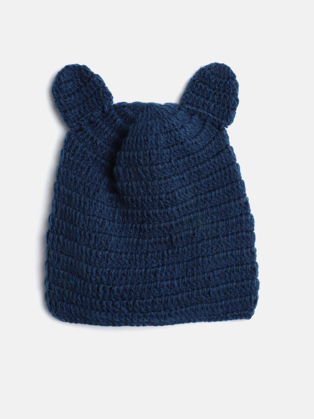 Chutput Kids Woollen Hand Knitted Bear Detail Cap - Blue | Grocsy