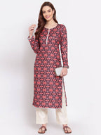 Myshka Women's Multi Printed Pashmeena Full Sleeve Round Neck Casual Winter Kurta | Grocsy