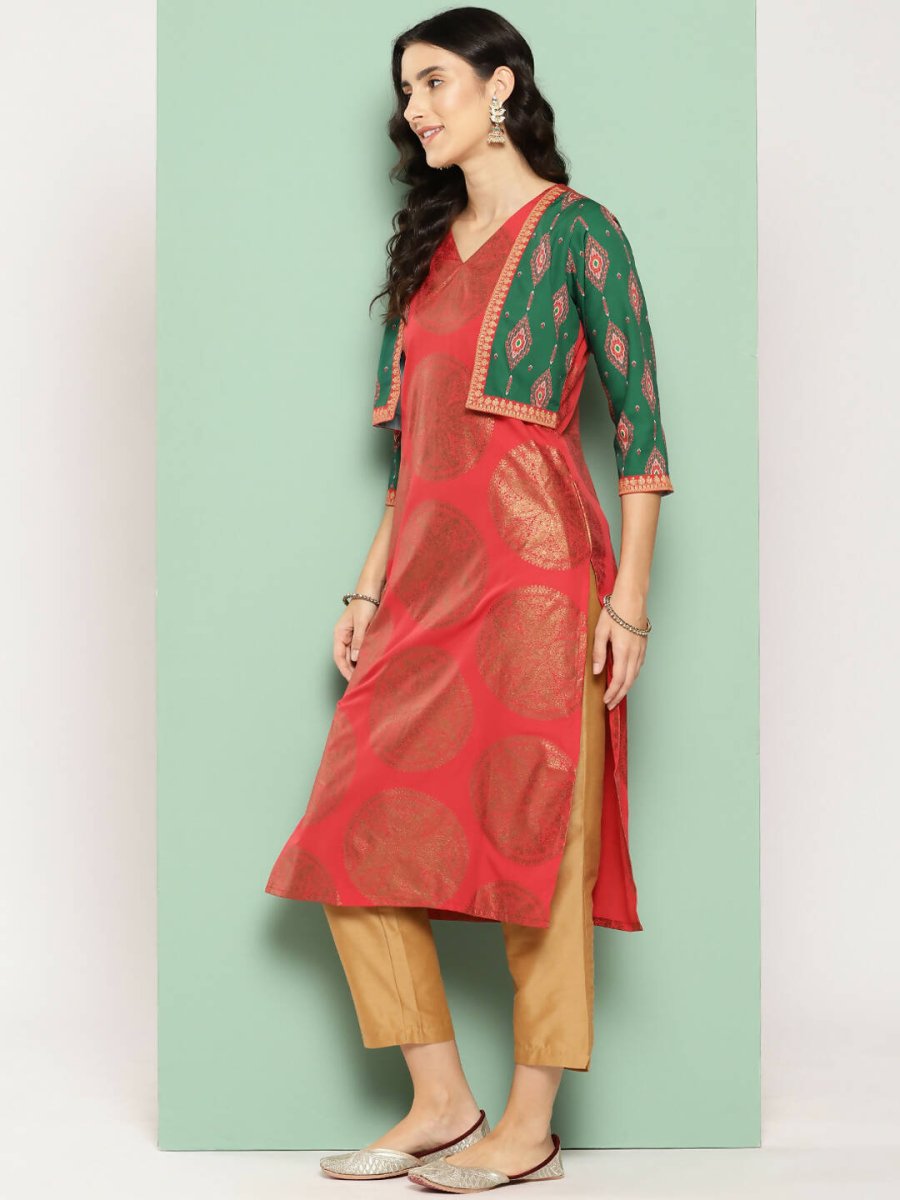 Ahalyaa Women's Traditional wear Kurta - Red | Grocsy