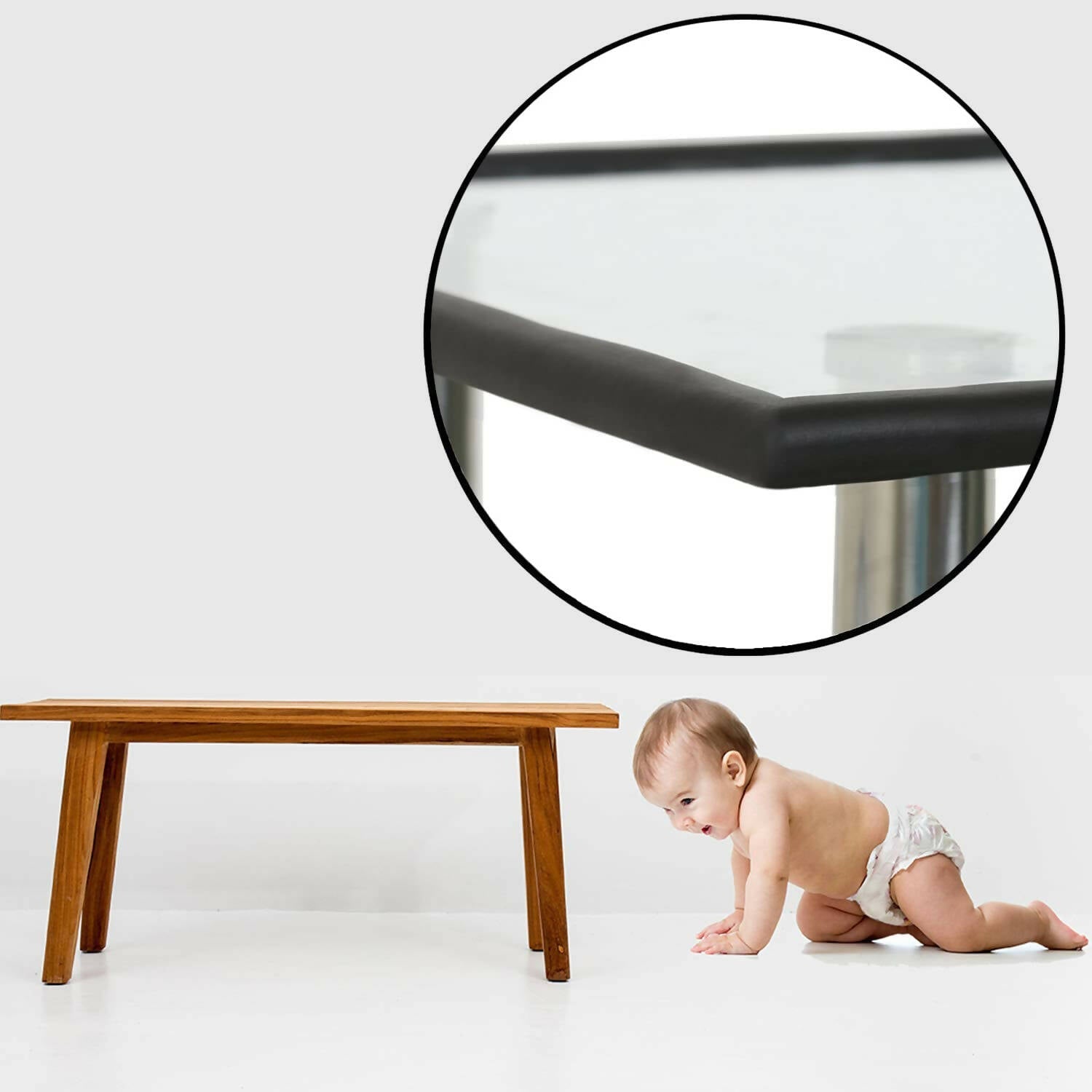 Safe-O-Kid Unique High Density L-Shaped 2 Mtr Long 2 Edge Guard Strips- Black | Grocsy