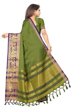 Vamika Banarasi Cotton Silk Weaving Green Saree (DOCTOR MOR GREEN) | Grocsy