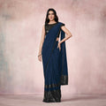Blue Lycra Embroidery Designer Saree With Blouse - Mohmanthan Sitaarah | Grocsy