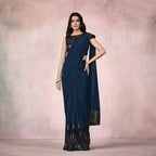 Blue Lycra Embroidery Designer Saree With Blouse - Mohmanthan Sitaarah | Grocsy