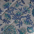 The Decor Nook Peony Floral Print Cushion Cover in Soothing Blue And Green Colour | Grocsy