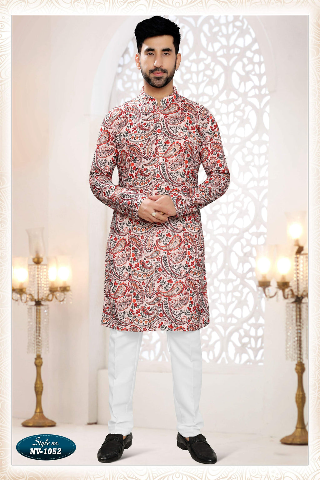 Joban Fashion Men's Cream Straight Rayon Thread And Sequence Embroidery All Over Kurta Set | Grocsy