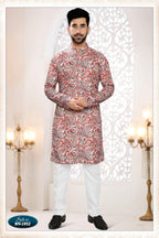 Joban Fashion Men's Cream Straight Rayon Thread And Sequence Embroidery All Over Kurta Set | Grocsy
