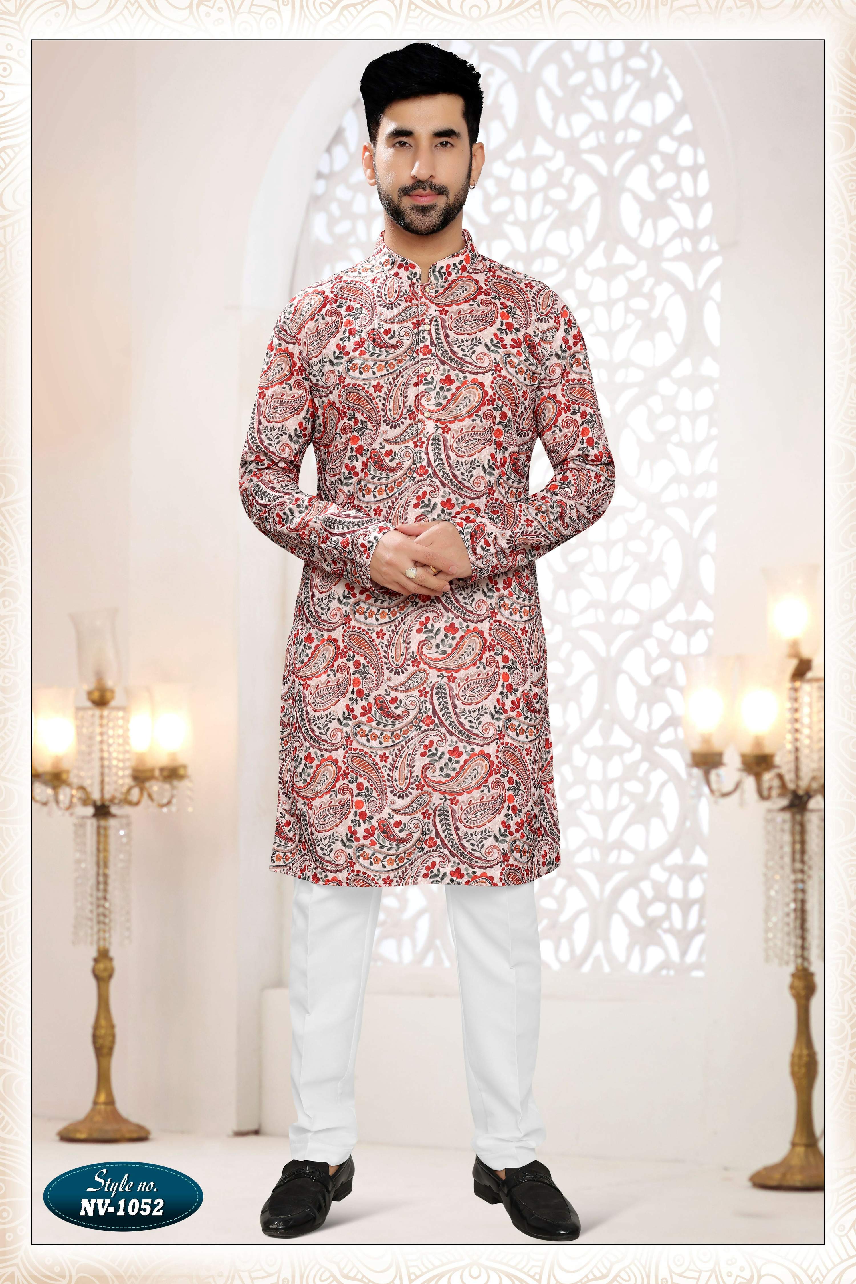 Joban Fashion Men's Cream Straight Rayon Thread And Sequence Embroidery All Over Kurta Set | Grocsy