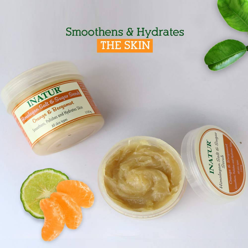 Inatur Himalayan Salt & Sugar Scrub - Orange & Bergamot | Grocsy