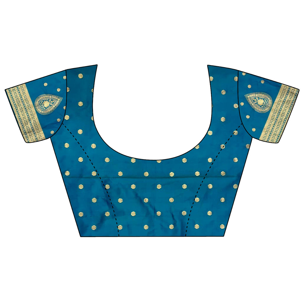Joban Fashion Blue Motifs Zari Weaving Soft Silk Banarasi Saree | Grocsy