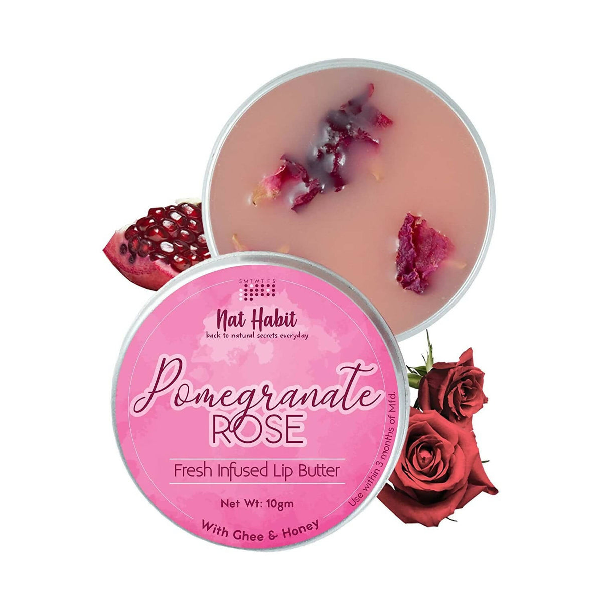 Nat Habit Pomegranate Rose Lip Butter With Ghee And Honey | Grocsy