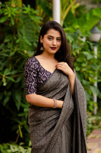 Grey Jute Silk Woven Design Saree with Unstitched Blouse - A2M | Grocsy