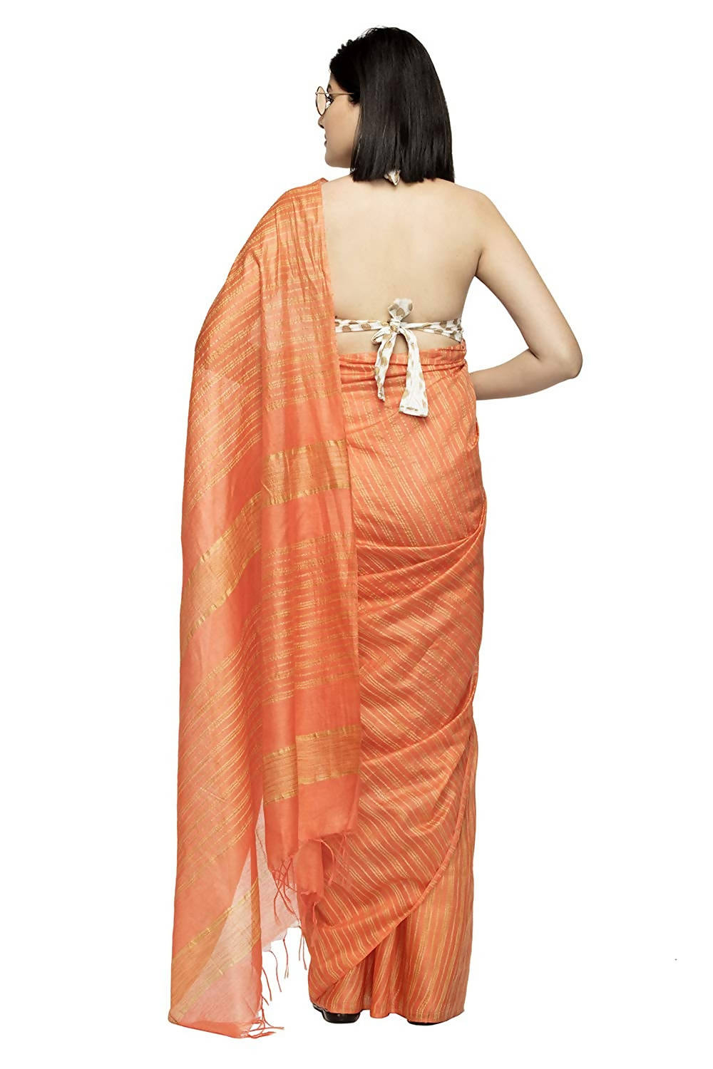 Mominos Fashion Orange Color Bhagalpuri Saree | Grocsy