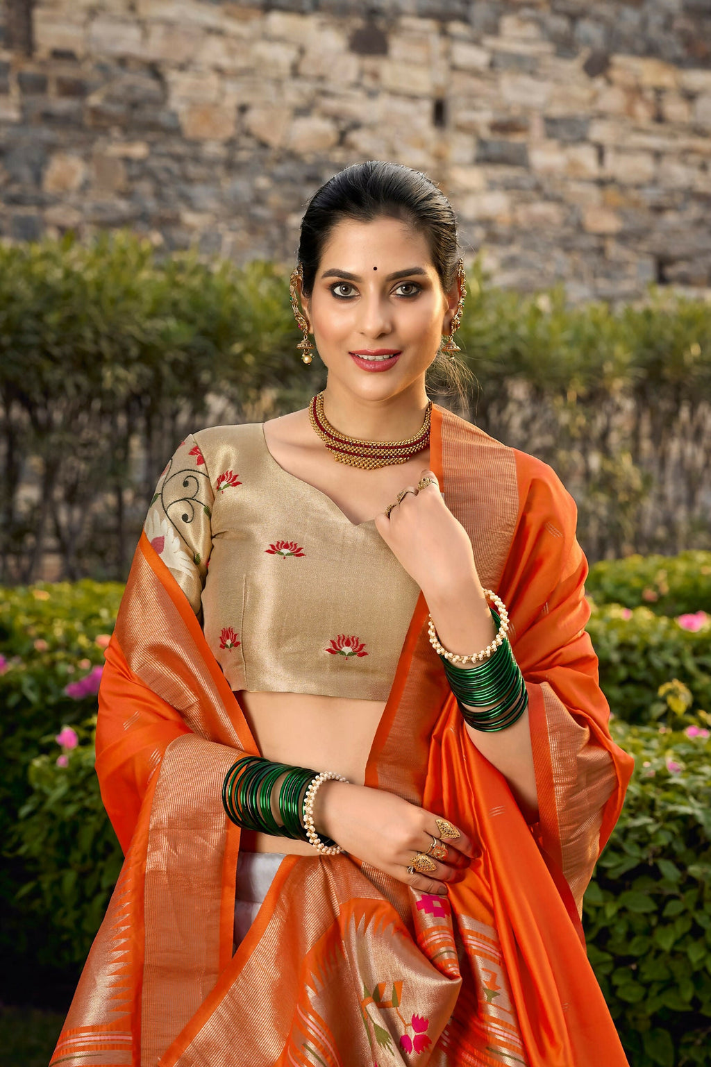 Vastranavya Traditional Jacquard Silk Paithani Lehenga Choli - White | Grocsy