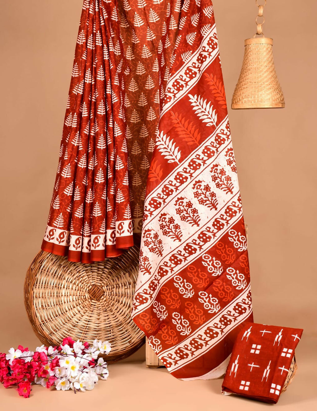 Exclusive Collection Red Beautiful Mulmul Cotton Saree | Grocsy