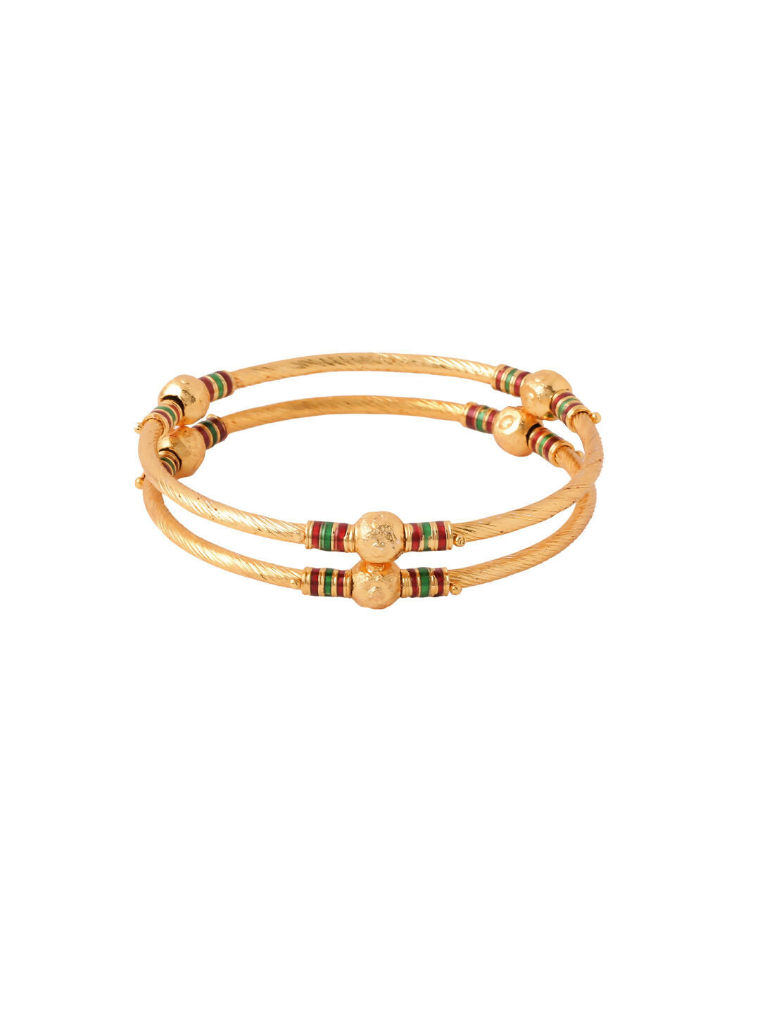 NVR Women Set of 2 Gold-Polished Traditional Bangles | Grocsy