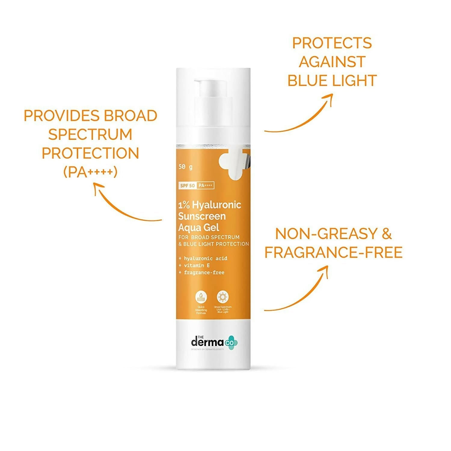 The Derma Co 2% Kojic Acid Face Serum & 1% Hyaluronic Sunscreen Aqua Gel SPF 50 Combo | Grocsy