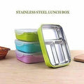 Portable Stainless Steel Food Container 3 Compartments Lunch Box | Grocsy