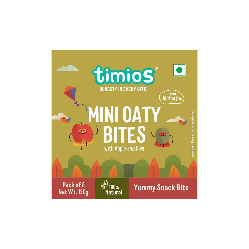 Timios Mini Oaty Bites Apple and Kiwi Finger Food for Toddlers | Grocsy