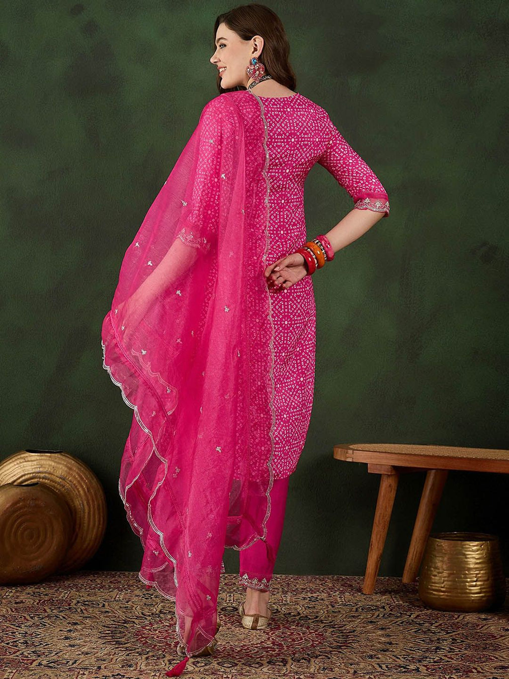 Sangria Embroidered Kurta & Trouser With Dupatta | Grocsy