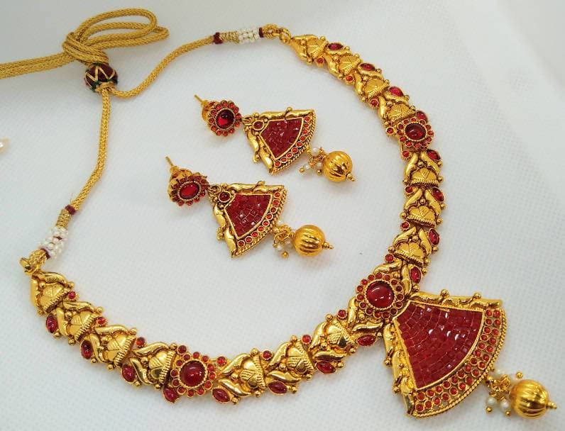 Pink Antique Necklace Set | Grocsy