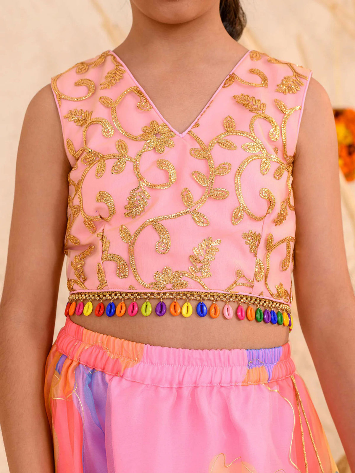 Joban Fashion Girl's Peach Color Lehenga Choli | Grocsy