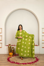 Joban Fashion Green Tie & Dye Cotton Suit Set | Grocsy