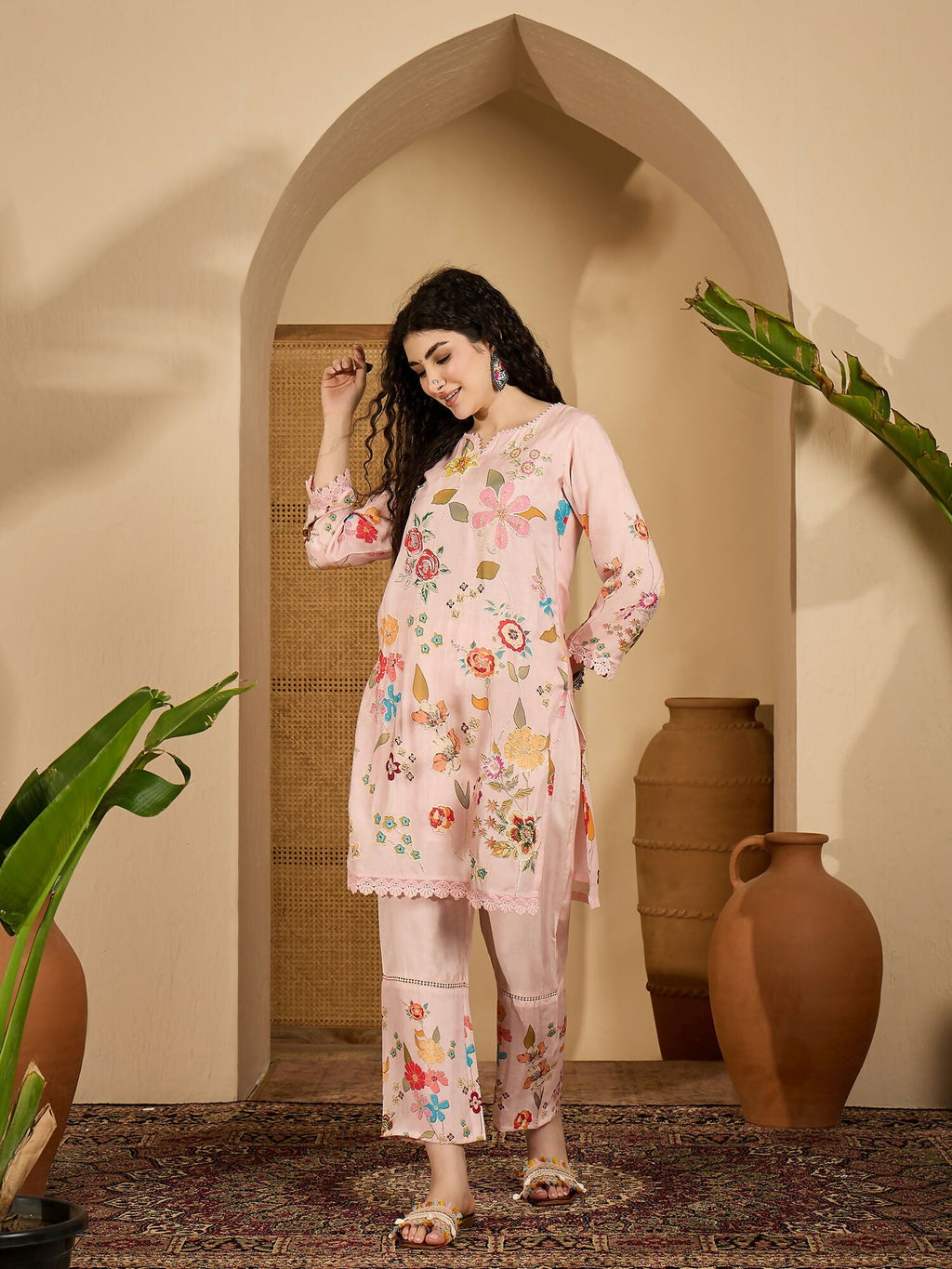 Joban Fashion Printed Pink Pure Cotton Cord Set | Grocsy