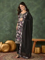 The52 Women's Beautiful Embroidery Work Chinon silk Fabric Straight Kurta Pant and Dupatta Set | Grocsy