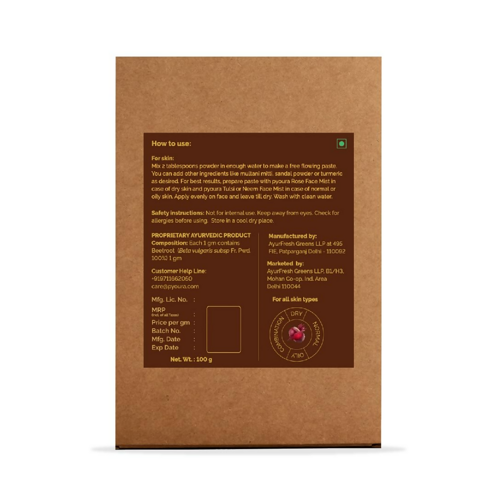 Pyoura Beetroot Powder For Clear Glowing & Rosy Skin Face Pack | Grocsy