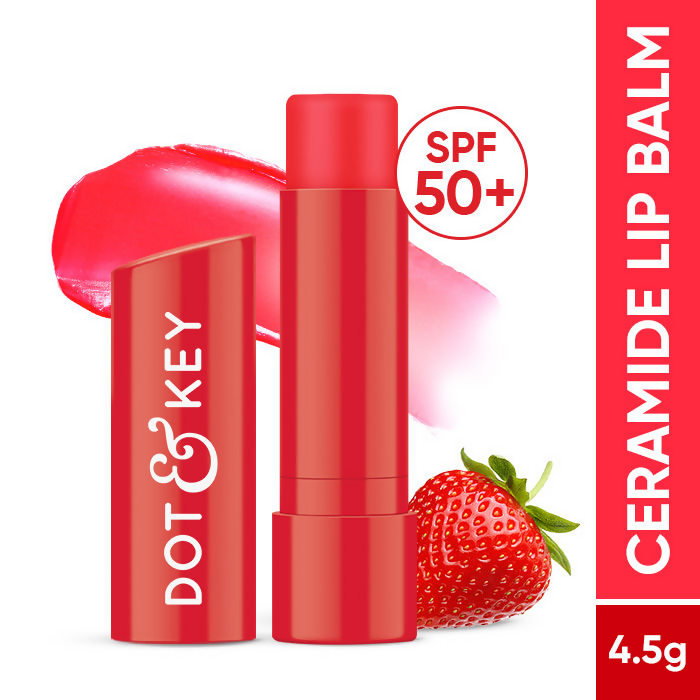 Dot & Key Barrier Repair Hydrating Lip Balm SPF 50 With Ceramides & Peptides Strawberry Red | Grocsy