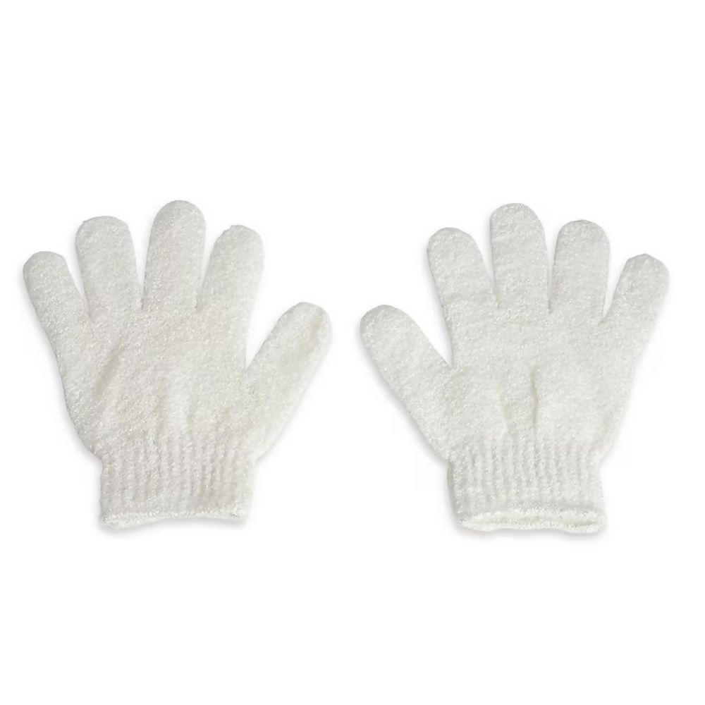 BUNGALOW BEAUTY Exfoliating Bath Gloves - White | Grocsy