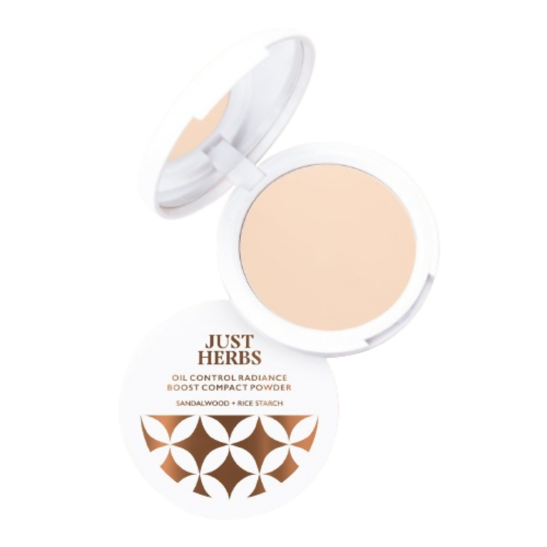 Just Herbs Oil Control Radiance Boost Compact Powder - 02 Ivory | Grocsy