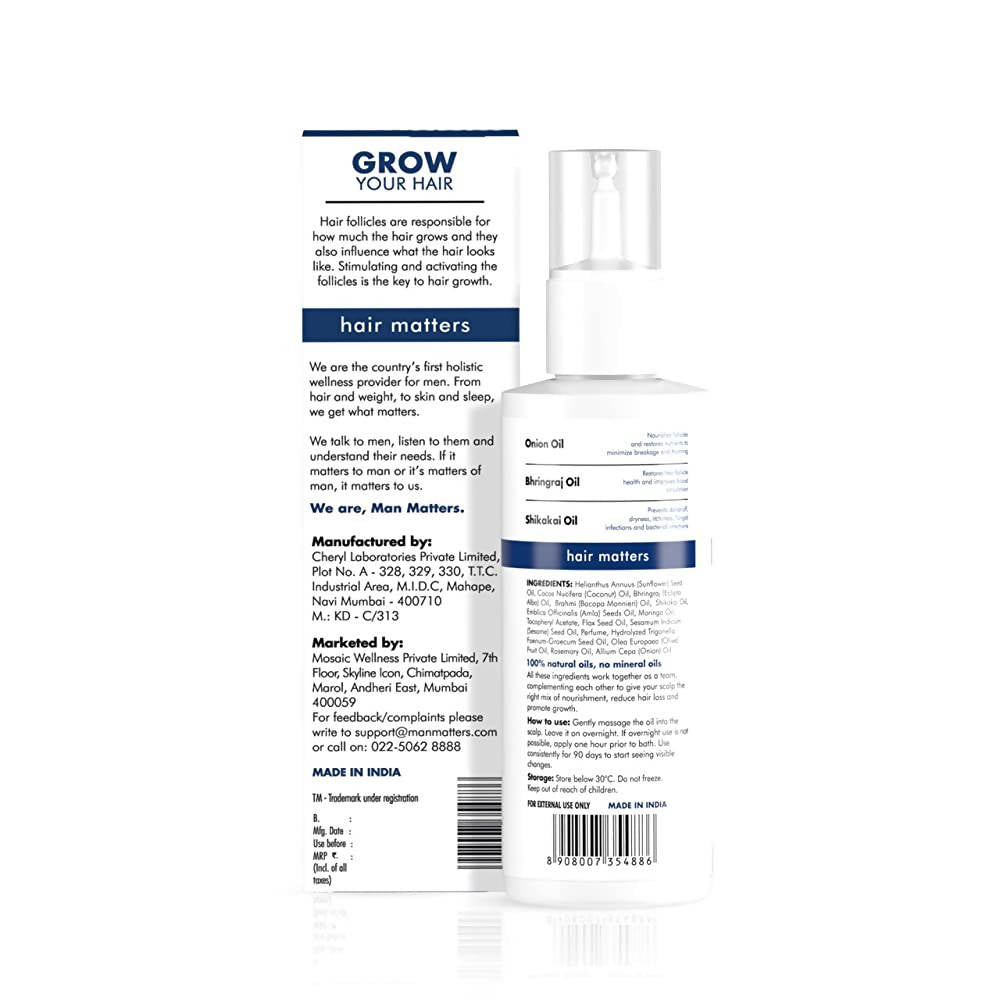 Man Matters Hair Oil for Men With Bhringraj, Onion, Amla, Shikakai & Brahmi Oil. | Grocsy