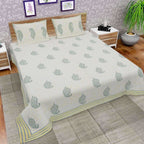 Hand Block Printed Double/Queen 230x270 Cms Bedsheet with 2 Pillow Covers | Grocsy