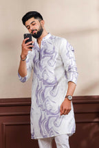 Purple Art Silk Digital Printed, Embroidery Work Kurta Set - Mahotsav | Grocsy