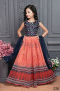 Kids Wedding Designer Peach Georgette Lehenga Choli - Aaradhna | Grocsy