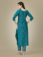 Jyoti Fashion Women's Rama Rayon Embroidered Kurta Pant Set | Grocsy