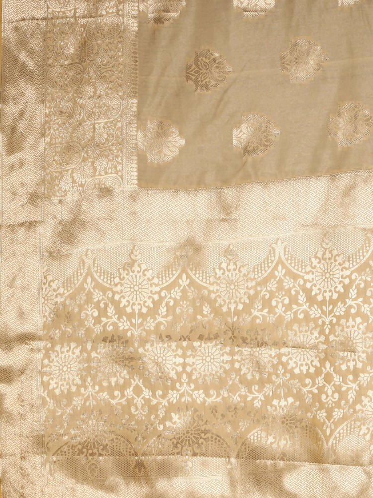 Kalamandir Floral Cream Silk Blend Saree | Grocsy