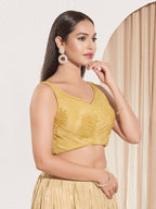 Joban Fashion Gold Tissue Padded Blouse With Sweetheart Neck Sleeveless | Grocsy