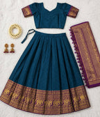 Teeya Creation Royal Blue Traditional Lehenga Choli Set Featuring Intricate Purple and Gold Zari Detailing | Grocsy