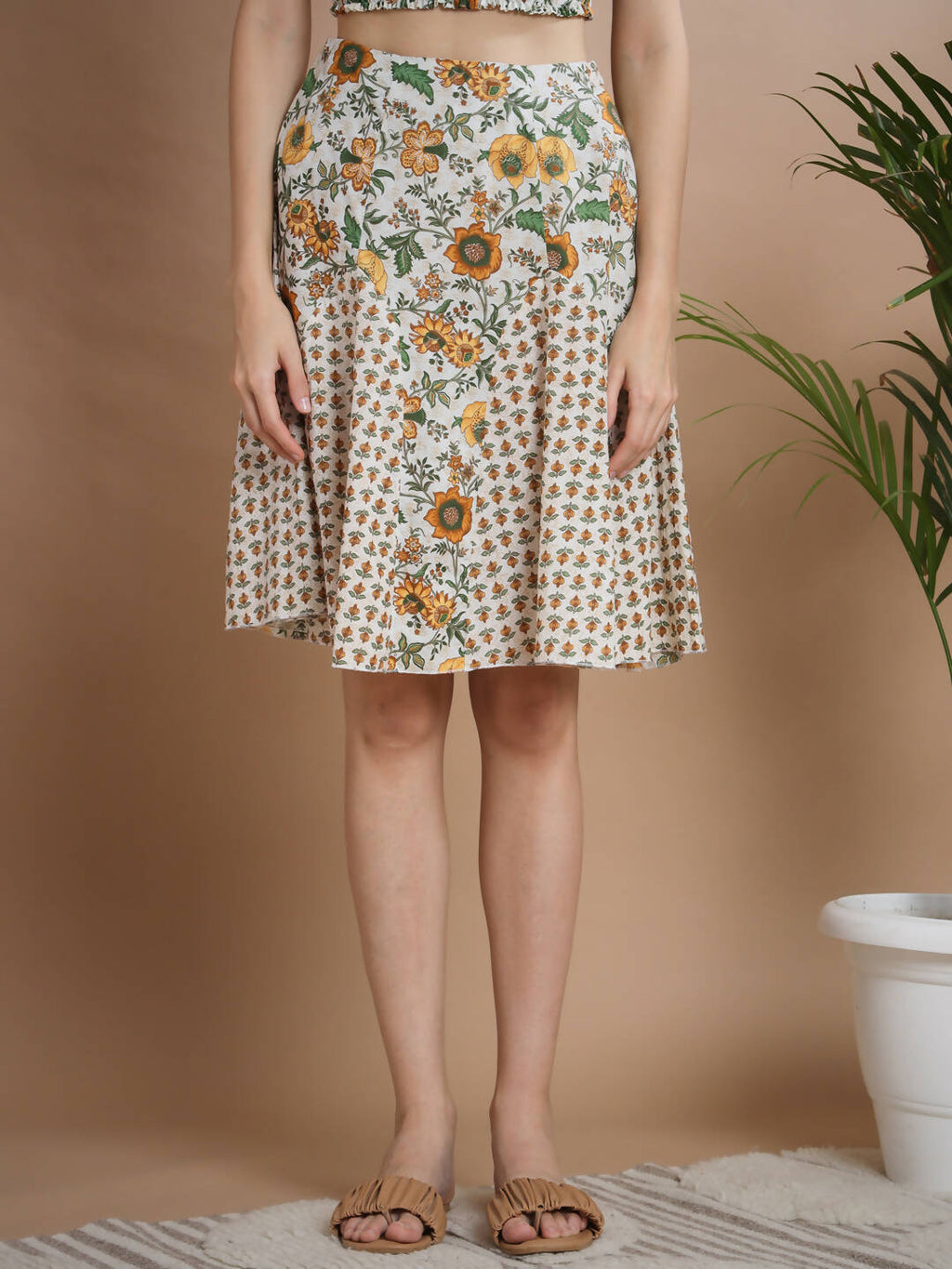 Myshka Women's Multi Pure Cotton Printed Flared Skirt | Grocsy