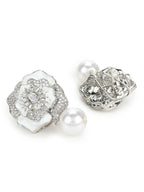 Silver Tone Mother of Pearl Earrings- Ruby Raang | Grocsy
