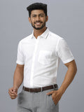 Ramraj Cotton Mens Half Sleeve White Shirt Plus Size - Justice White | Grocsy