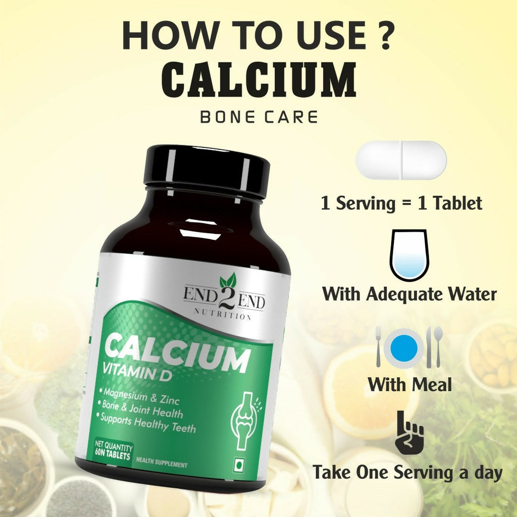 End2End Nutrition Calcium Vitamin D Tablets | Grocsy