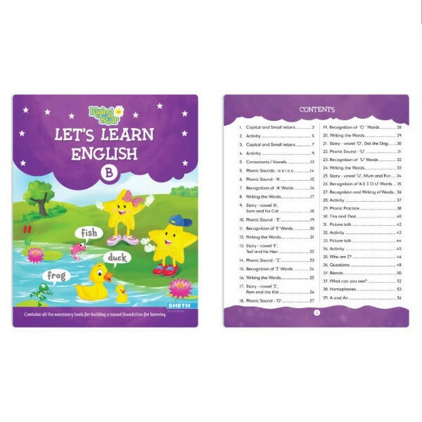 Rising Star Lets Learn English & Maths Activity Book Set B| Set of 2| Ages 3-7 Year| Number 1-100, Shapes, Alphabets | Grocsy
