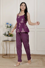 Miravan Womens Floral Printed Pure Cotton A-Line Kurti And Palazzo Set | Grocsy