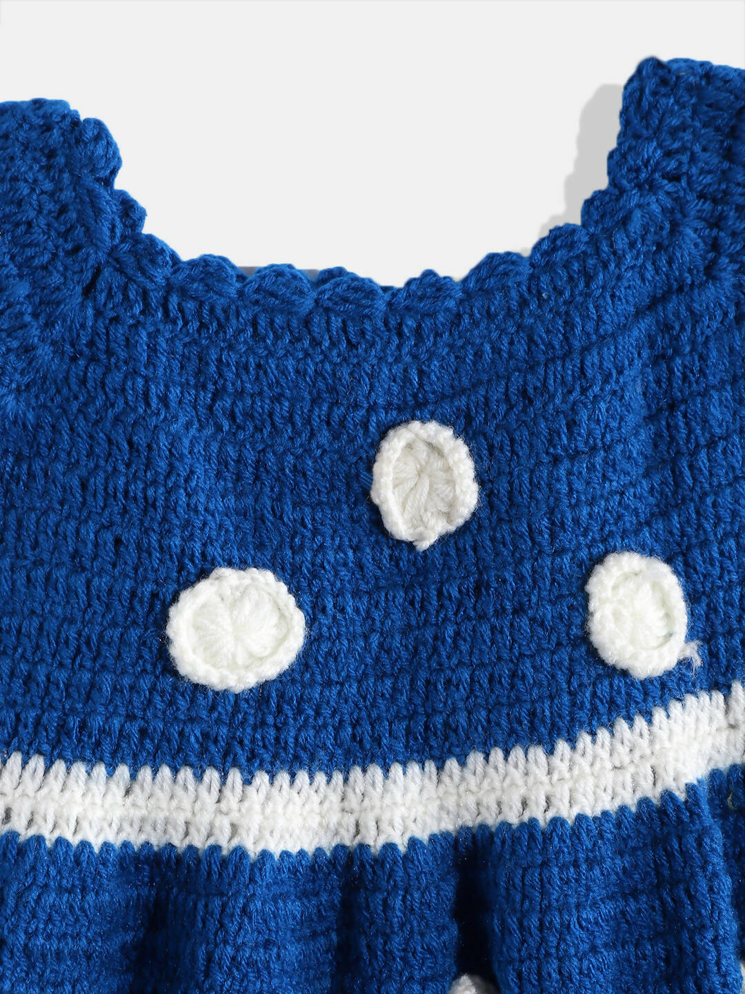 ChutPut Hand knitted Crochet Wool Queen Dress For Baby Girls - Blue | Grocsy