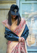 Grey Satin Organza Floral Woven Design Saree With Unstitched Blouse Piece - Klay's | Grocsy