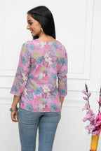 Myshka Women Multi Floral V-Neck Regular Sleeves Viscose Rayon Top | Grocsy